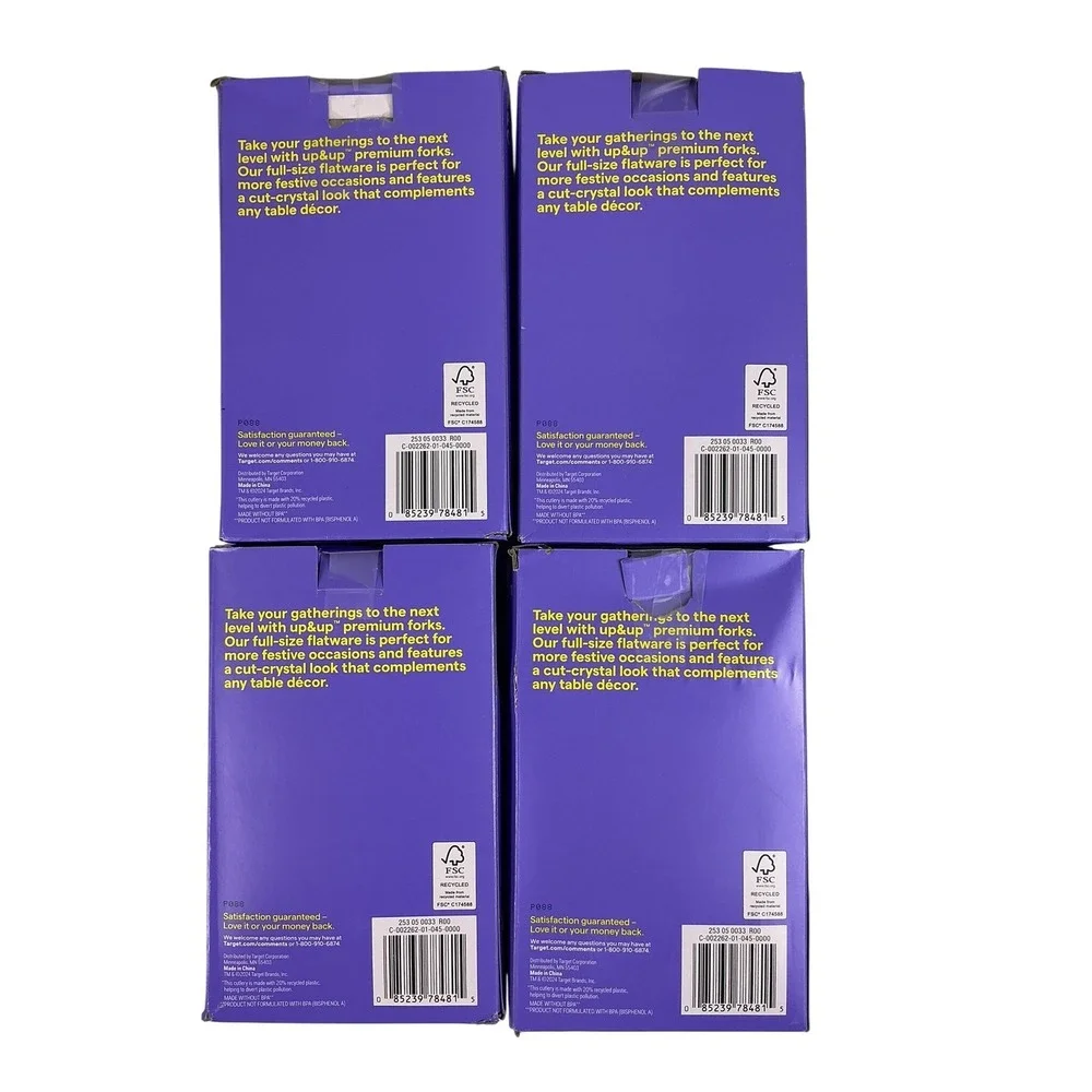 Lot of 4 Up & Up Premium Clear Plastic Forks 48 Count Each Box Damaged